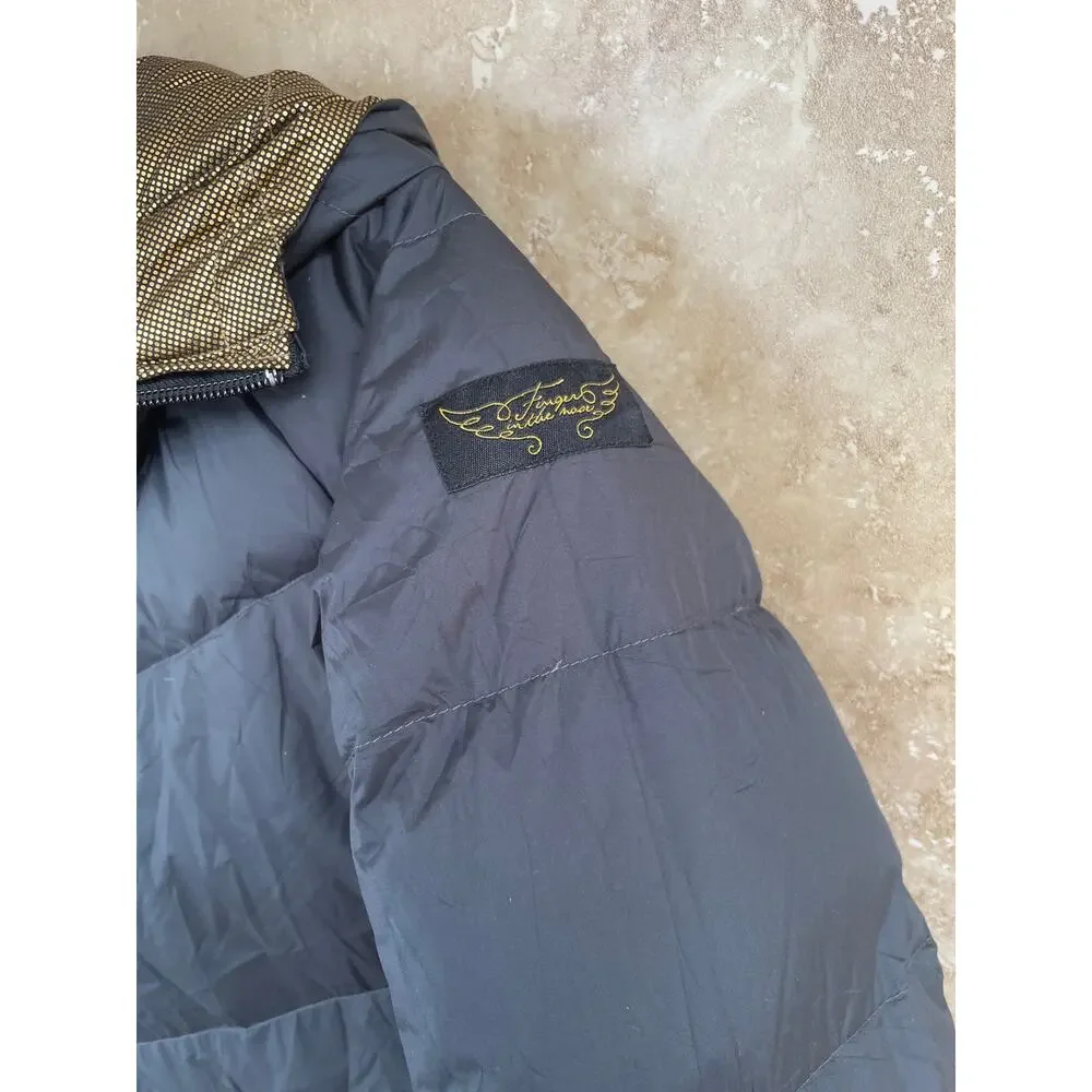 Finger In The Nose Girls Jacket 5XL 16Y Snowdance Down Reversible Ash Black Gold